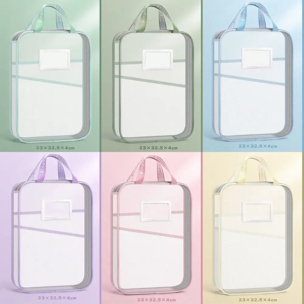 Multifunctional Mesh Zipper Pouch Thickened Large Capacity Test Paper Storage Bag Transparent with Double-Sided Label