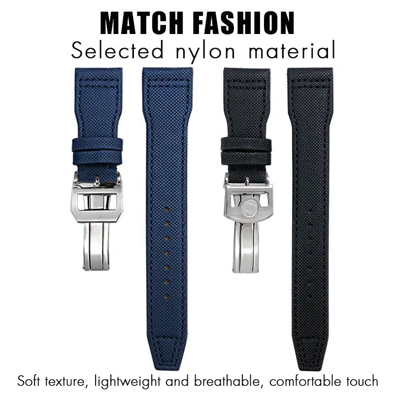 20mm 21mm 22mm New Nylon Leather Watchband for IWC Le Petit Prince Big Pilot Black Red Green Sport Fiber Canvas Watch Strap