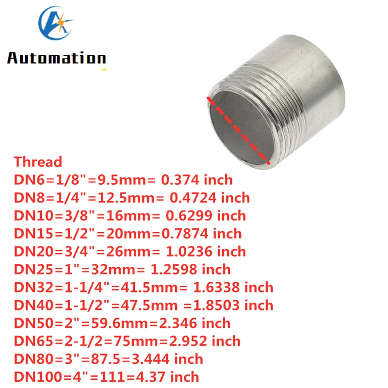 Accesorios de tubería roscada macho, adaptador de conector SS304 de acero inoxidable, conexión de agua, 1/8 \