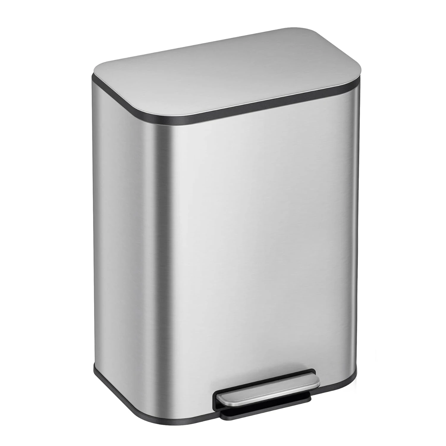 13 Gallon Kitchen Trash Can, Stainless Steel Step Garbage Can with Lid, Large Trash Can with Foot Pedal, Soft Close Lid