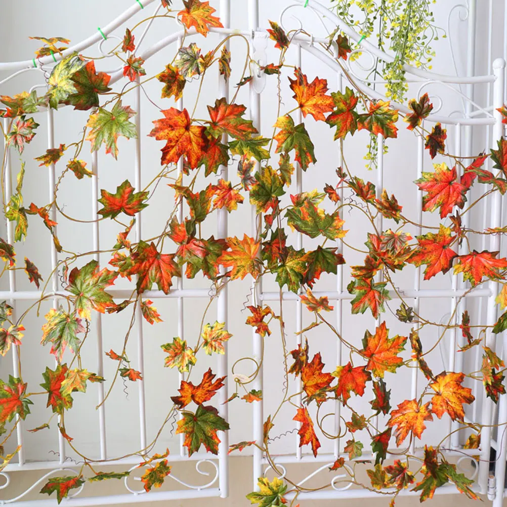 

Simulated Red Maple Leaves Autumn Fall Leaf Wall Hanging Decoration Artificial Plants for Home Garden Office Coffee House