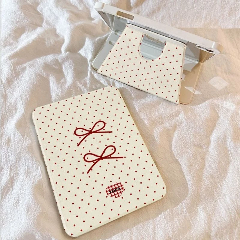 Red Polka Dot Bow Tablet Case For iPad Pro 11 12.9 13 A16 M2 M4 M3 M5 Shell 9.7 10.2 5/6/7/8/9/10/11th Mini Air 3 4 5 6 Cover