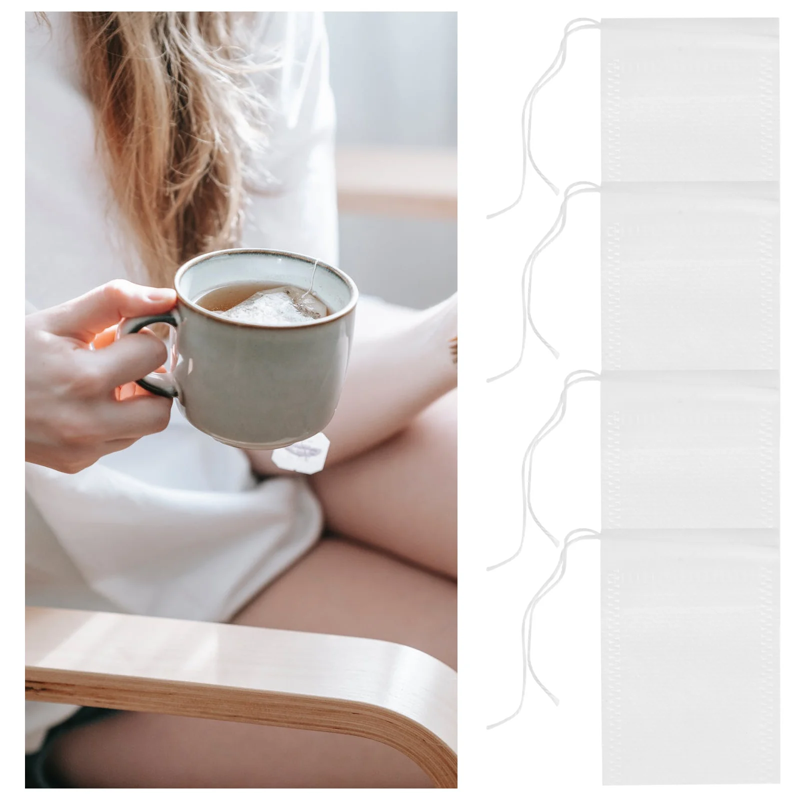 

400Pcs Chinese Medicine Disposable Tea Filter Bags Nonwoven Drawstring Tea Infuser Bags for Spice Herb Loose Leaf