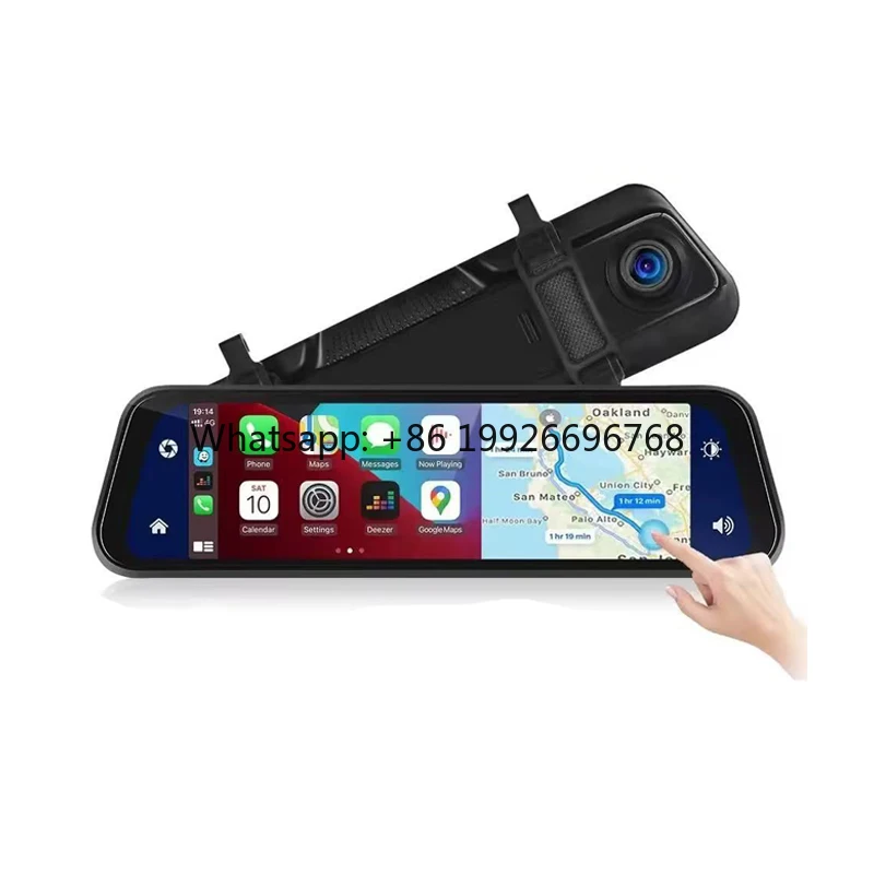 

9.66'' Streaming Media Car Rearview Mirror Dashcam Dual Cameras Wireless Carplay Android Auto WiFi Navigation Car Touch Screen
