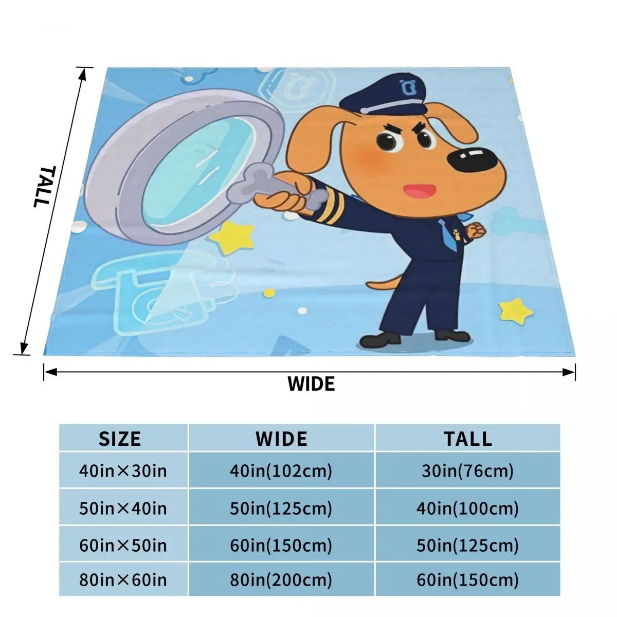 Sheriff Labrador Anime Cartoon Blanket Flannel Autumn/Winter Cute Dog Super Warm Throw Blanket for Sofa Couch Plush Thin Quilt