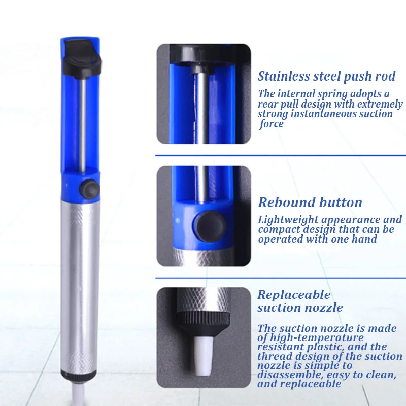 Imagem -03 - Bomba de Desoldagem de Metal de Alumínio Pistola de Sucção Sucker de Solda Remoção de Caneta Desoldador de Ferro de Solda a Vácuo Ferramentas de Solda de Mão