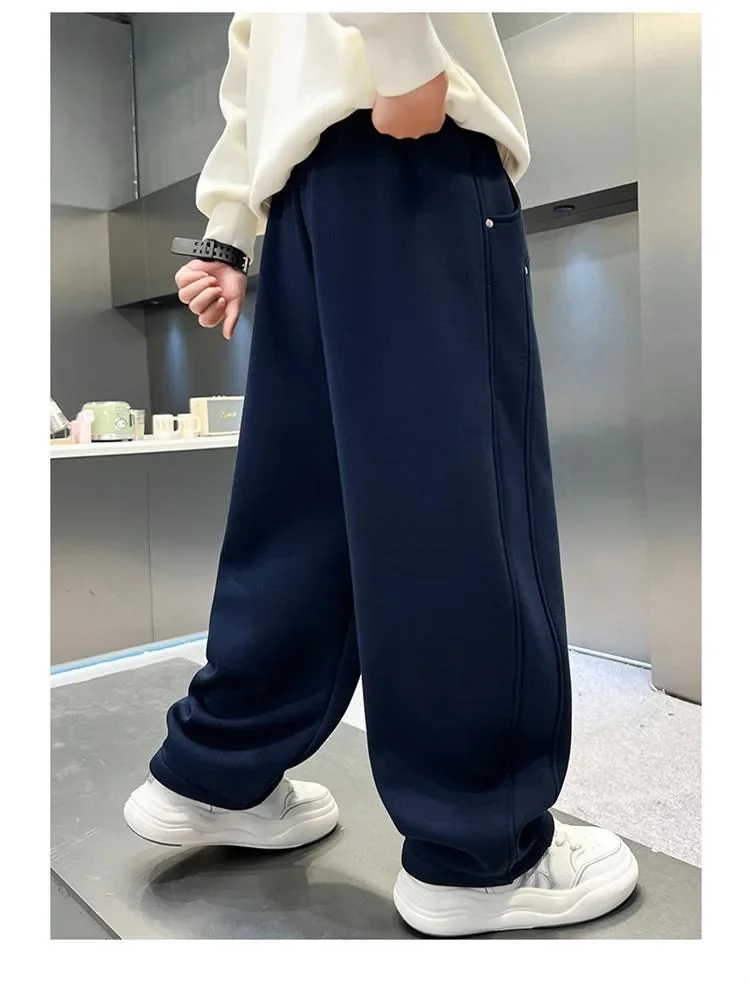 ZOETOPKID Herbst Jungen Freizeithosen Kinder Lose Baumwoll-Sporthosen Marineblau Weiche Hosen für Kinder Frühling Kinderkleidung Neu – Detail 12