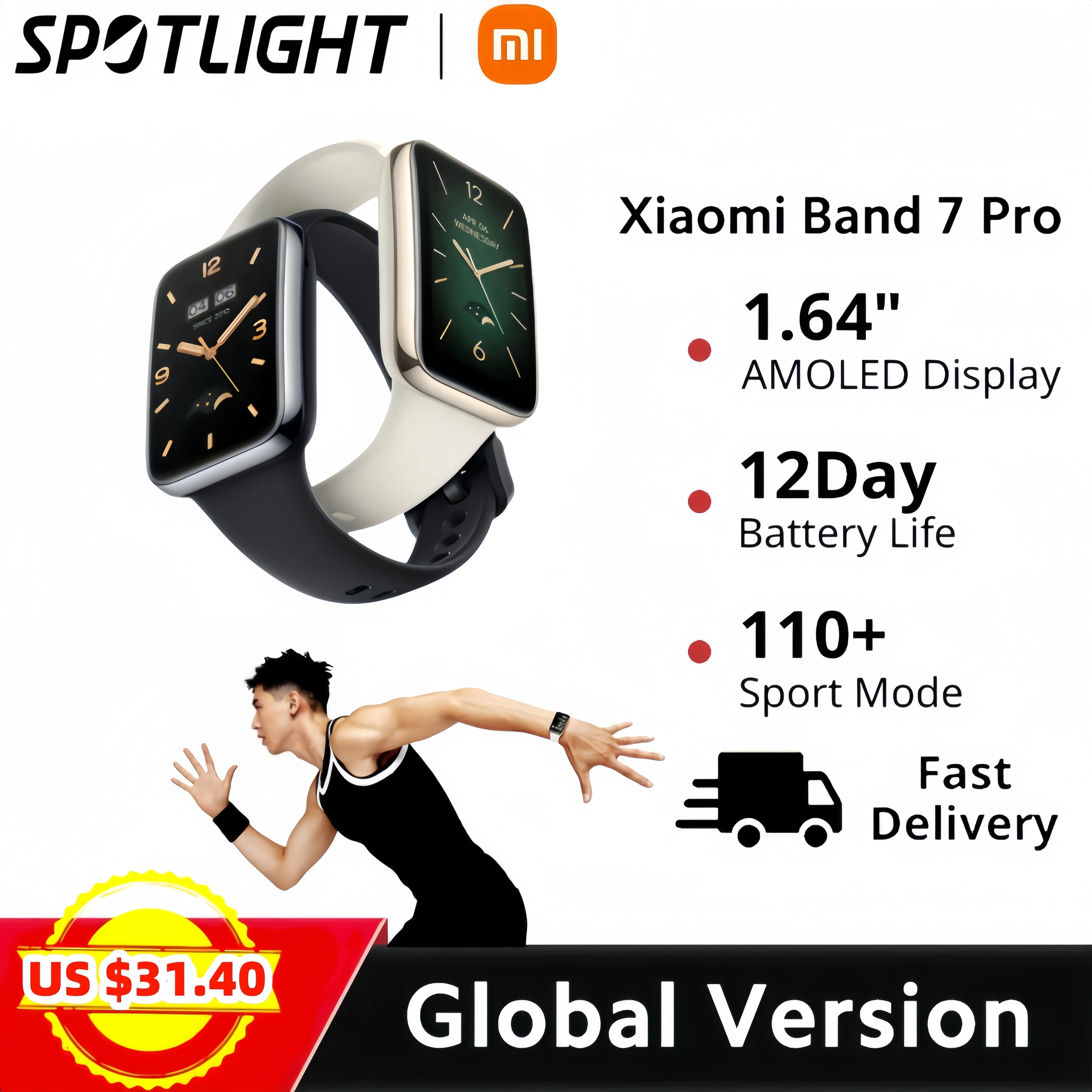 Originele algemene versie Xiaomi Mi Band 7 Pro AMOLED-scherm Bloedslaap Ademhaling Zuurstofmonitoring Gezondheidsbeheer Smart Watch