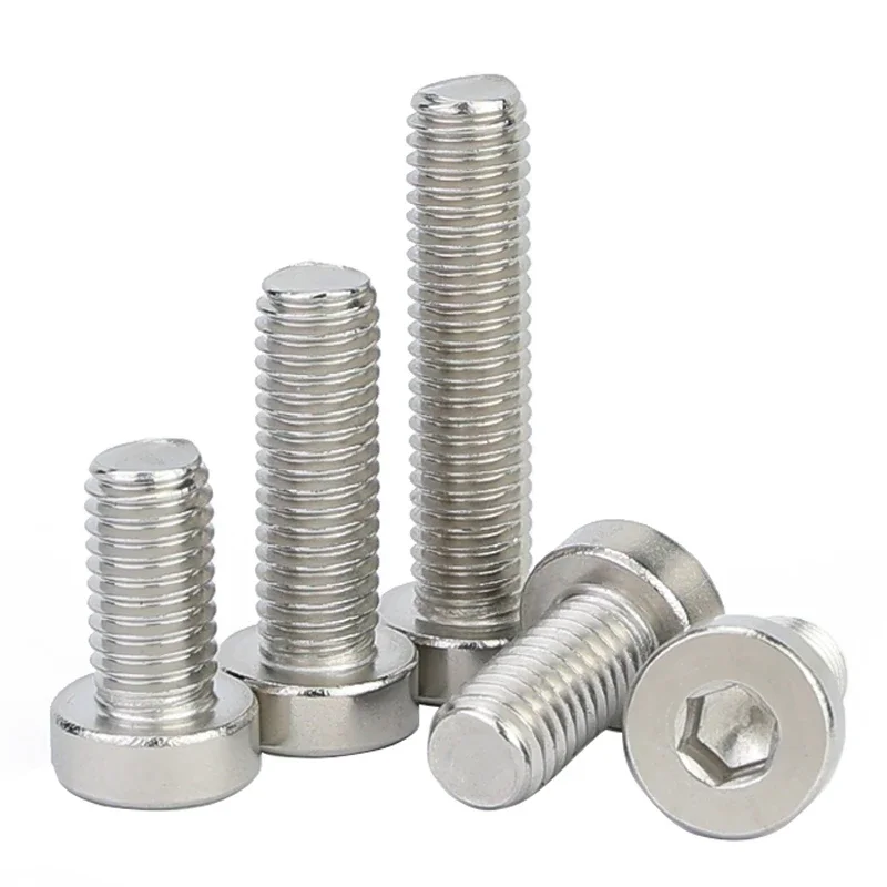 304 Stainless Steel Hexagon Socket Thin Low Short Head Cap Machinery Screw M2 M2.5 M3 M4 M5 Length 3mm-60mm Din7984