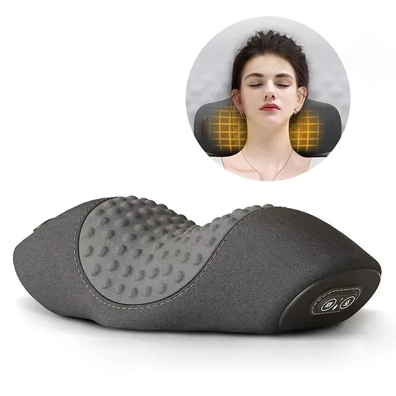 Nueva almohada masajeadora de cuello eléctrica, camilla Cervical, calefacción, masaje de vibración, tracción de espalda, almohadas ortopédicas para dormir, soporte