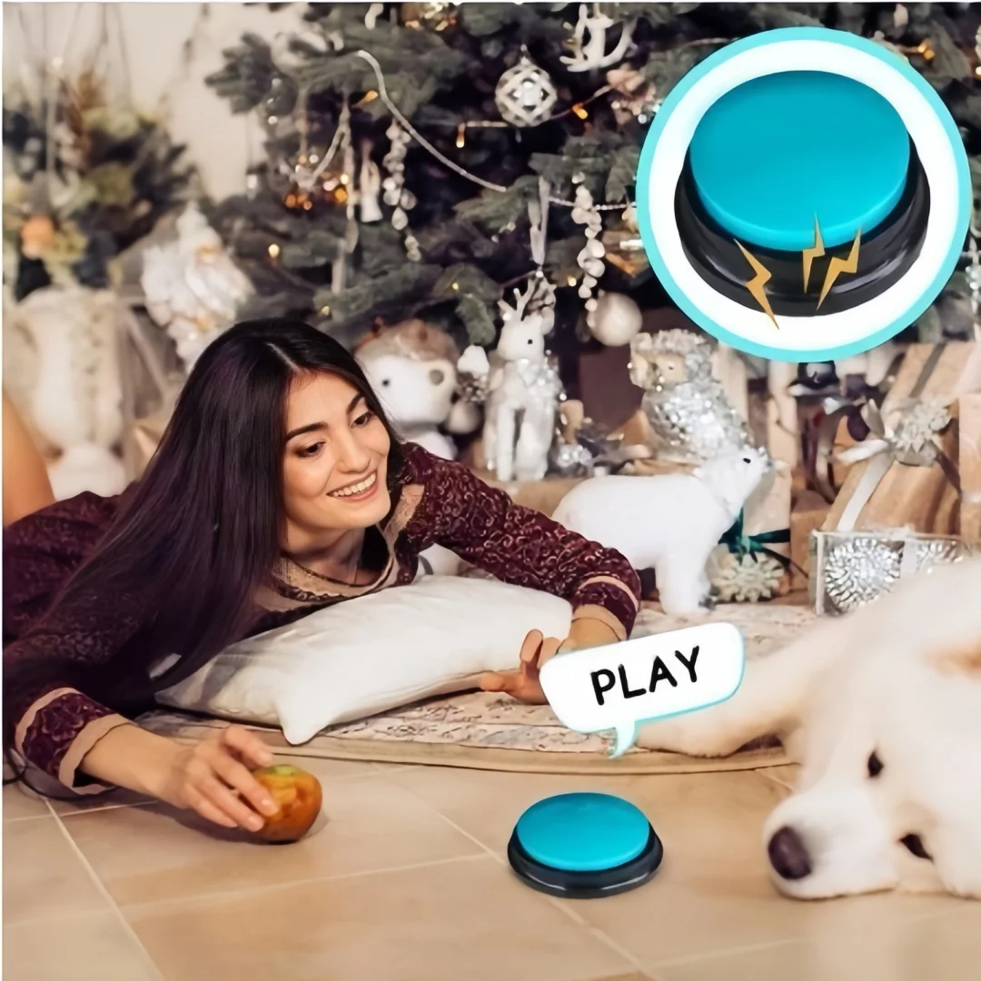 Hundespielzeug mit Aufnahmefunktion, Sprachknopf für Haustiere, Sprechende Glocke für Hundetraining, Sprachlernspielzeug für Hunde, Sprachkommunikation und Befehlsinlernung – Detail 3