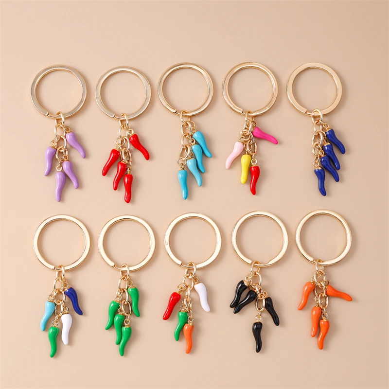 Süße Bonbonfarben Chili Pepper Schlüsselanhänger für Frauen Männer Autoschlüsselhalter Handtasche Anhänger Schlüsselanhänger Zubehör DIY Schmuck Geschenke – Detail 4