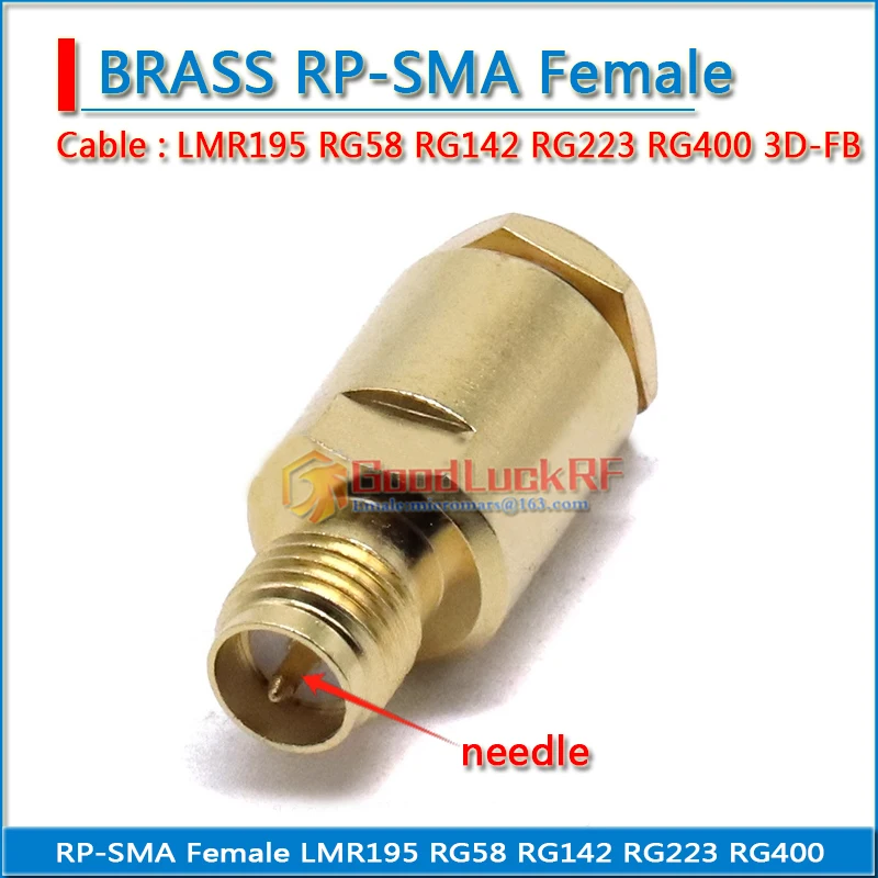 

RP-SMA RPSMA RP SMA Female plug Clamp Solder for LMR195 RG58 RG142 RG223 RG400 Cable Coax Brass GOLD Plated Straight