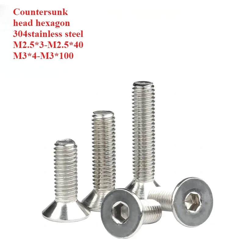 M2.5 M3  Fhcs Bhcs Flat Hex Inox Stainless Steel 304  Vite Nutrunner Vis Boltm Bolt Screws Metal Key Tool Socket Grade Dishbolt