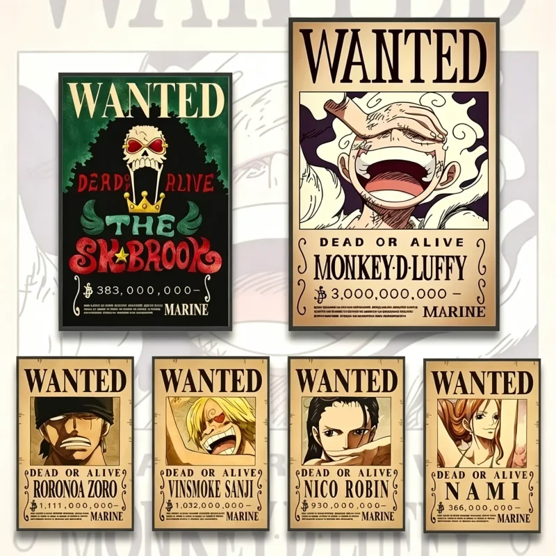 One Piece Canvas Poster Painting Bounty Order Luffy Wallpapr Ace Figures Nami Home Decoration Painting Anime Zoro Wall Art Sanji