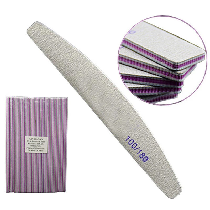 Hot Sale Professional Nail File 100/180 Half Moon Sandpaper Nail Sanding Blocks Grinding Polishing Manicure Care Tools