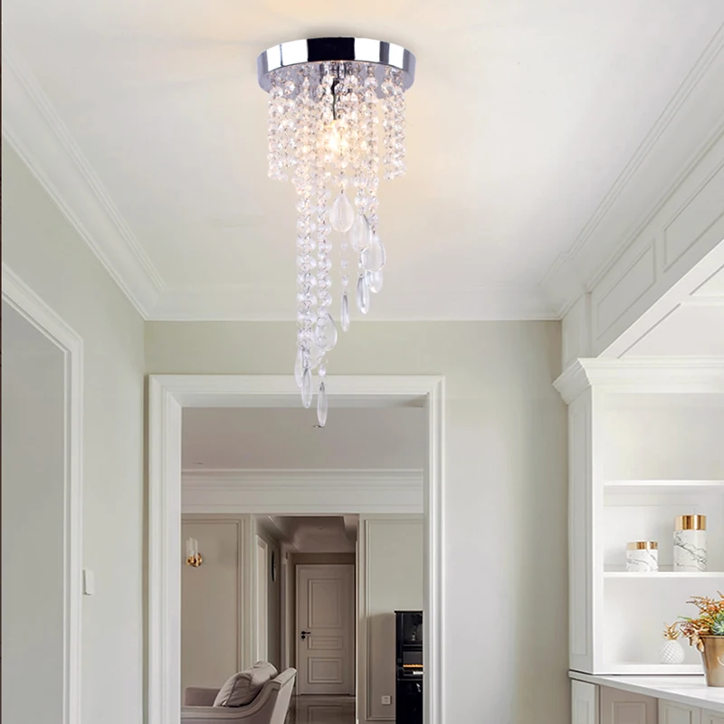 2024 New Modern FRIXCHUR E27 Crystal Pendant Chandelier Ceiling Lamp Home Applianc Room Decor Small Mini Simple for Study Stairs