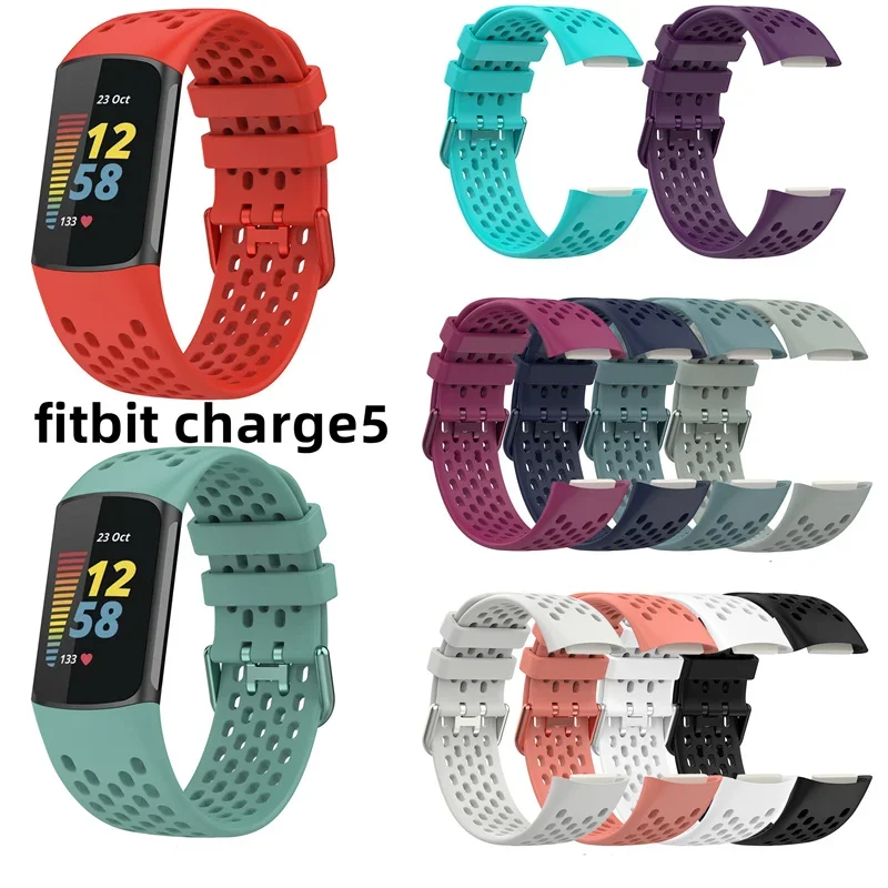 Silicone Strap For Fitbit Charge 5 6 Smart Watch Band Sports Wristband For Fit Bit Charge 5 6 Bracelet Accessories