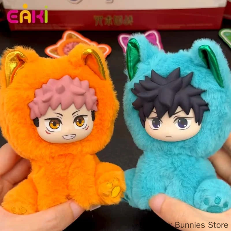 En stock: Cajas sorpresa originales EAKI Jujutsu Kaisen Sitting Cat Party con figuras de anime de Gojo Itadori, juguetes coleccionables y regalos decorativos.