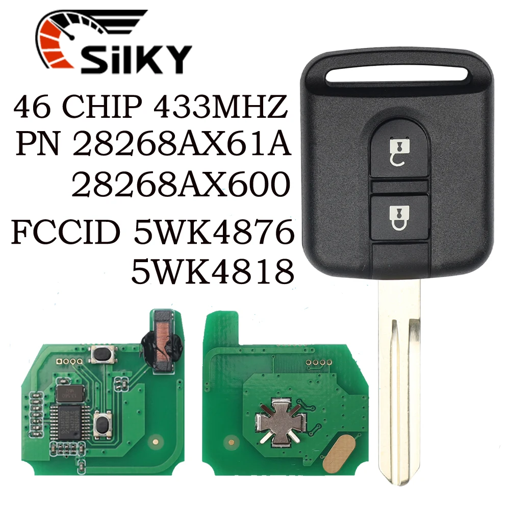 

SilKY 5WK4 876/ 818 433MHz ID46 Chip PCF7946 Key Fob For Nissan Elgrand X-TRAIL Qashqai Navara Micra Note NV200 Remote Key