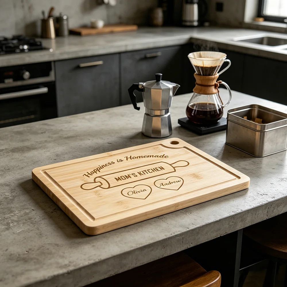 Personalized Cutting Board for Mom with Kids Names Mother's day Gift for Mom and Grandma Home Kitchen Supplies Holiday Souvenirs