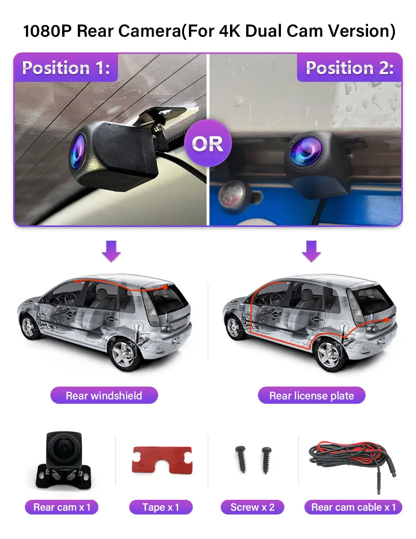 For Jeep Renegade 2015~2022 Front and Rear plug and play Dash Cam for Car Camera Recorder Dashcam WIFI Car Dvr Recording Devices