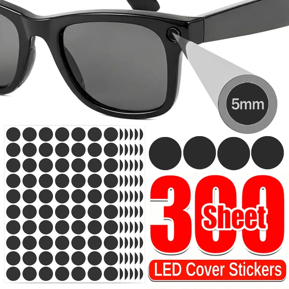 100-300 Adesivos de Bloqueio de Luz para Óculos Inteligentes Ray-Ban Meta, Cobertura LED, Patch de Escurecimento, Pontos Autoadesivos de 5mm