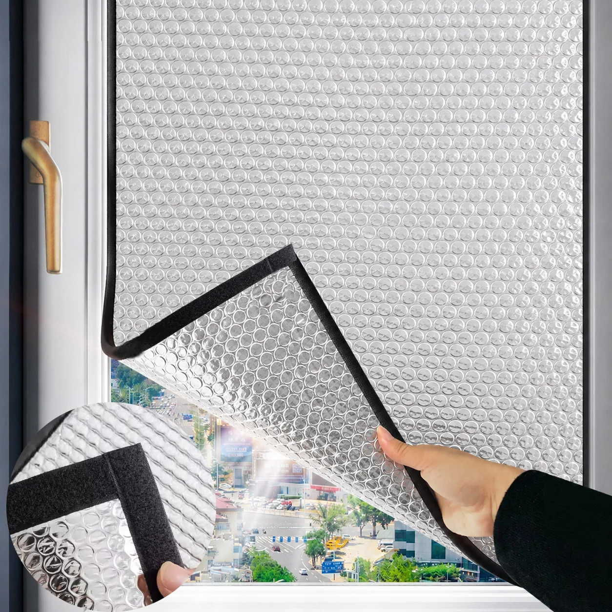 Portable Sunshade Aluminum Foil Insulated Blinds Detachable Retractable Sunshades for Temporary Use in Rental Properties