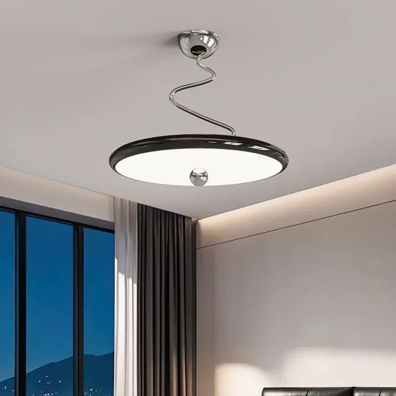 Bedroom Pendant Light Chrome Colored Circular Household Ceiling Light Simple and Modern Creative Twist Study Lighting Fixture