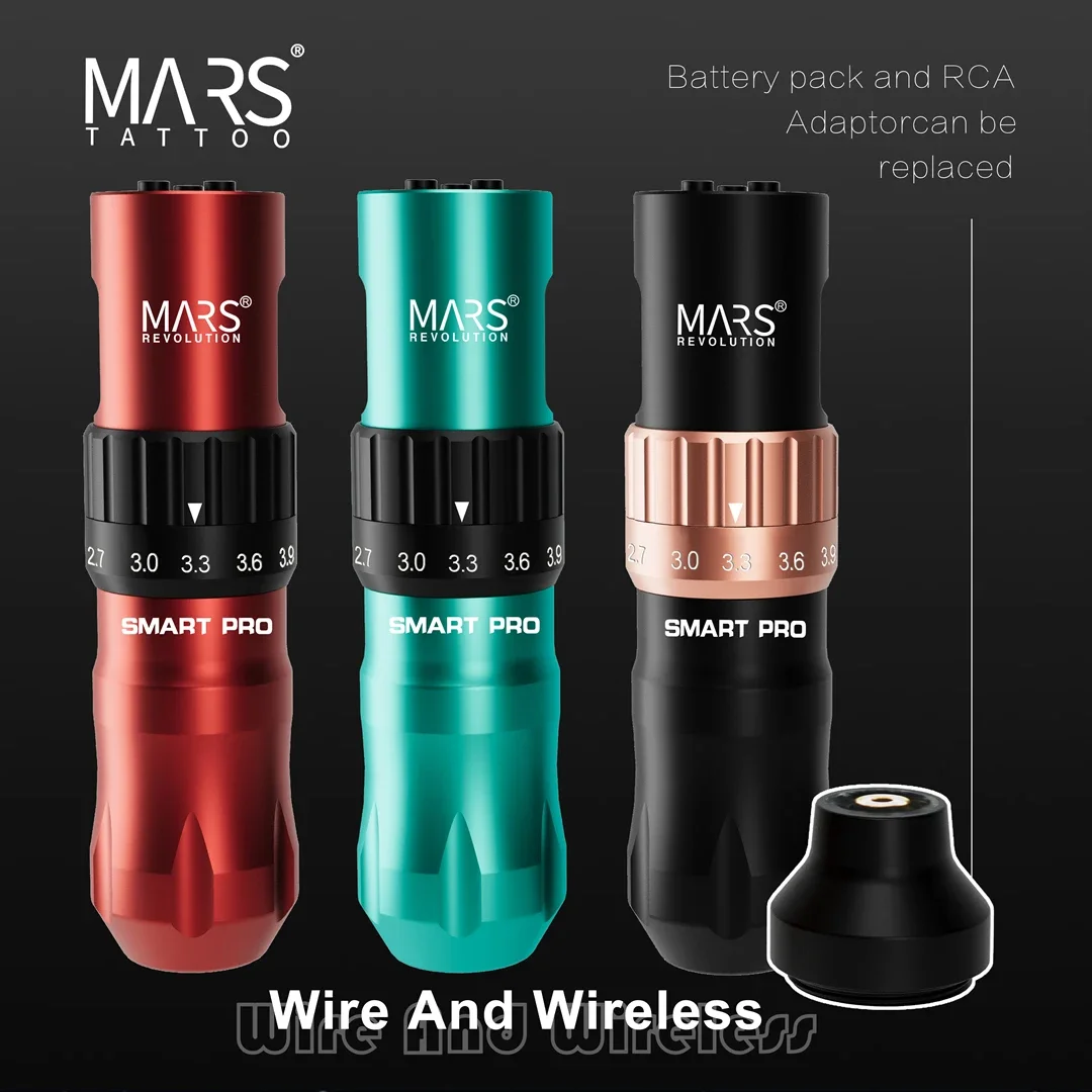 Mars Wireless Tattoo Machine Cartridge Pen Coreless Motor 1500 MAh LED Display Battery For Artists 2.4-4.2 MM Adjustable Stroke