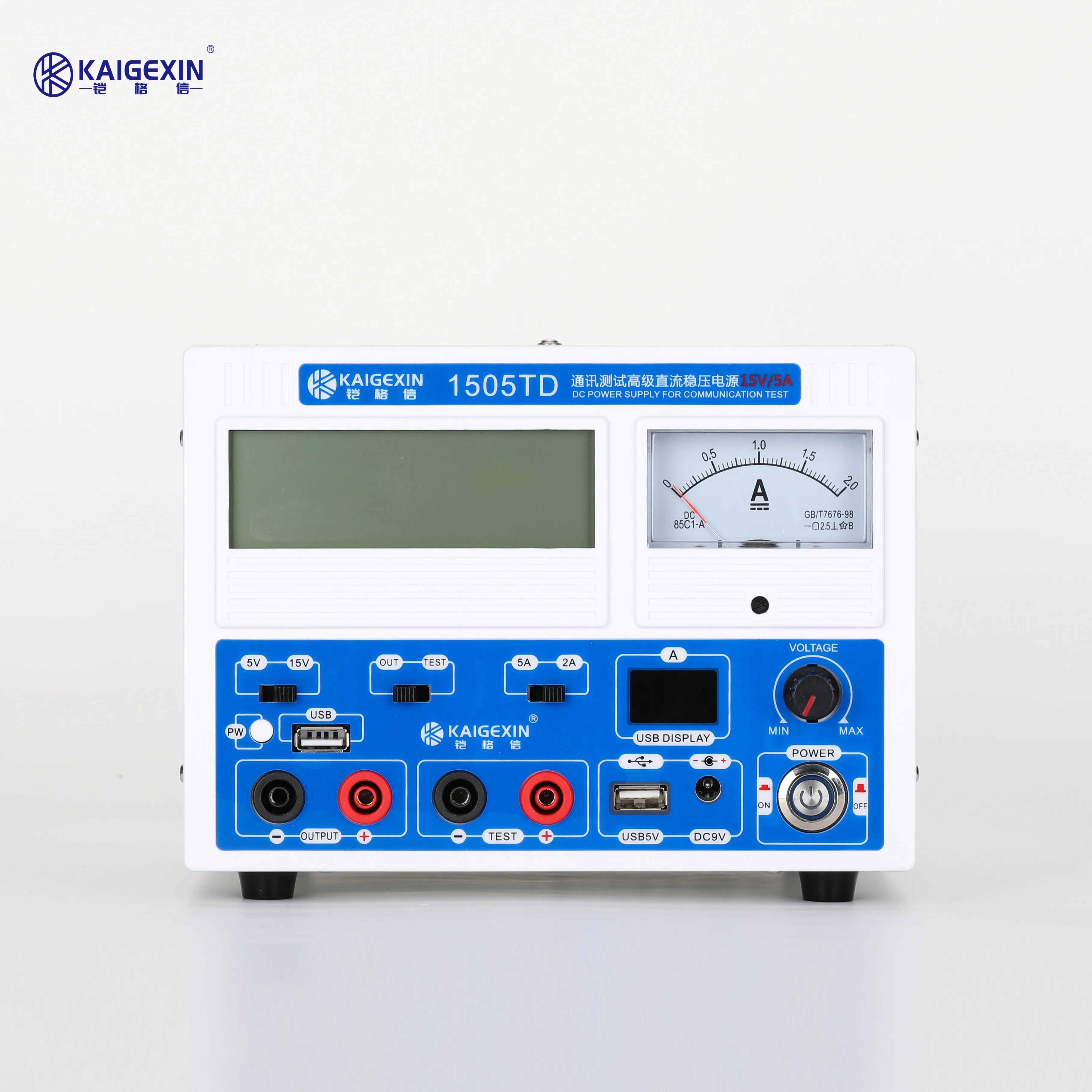 KGX-Intelligent DC Regulated Power Supply, Voltage Regulator with USB Port, 15V, 5A, 5V2A