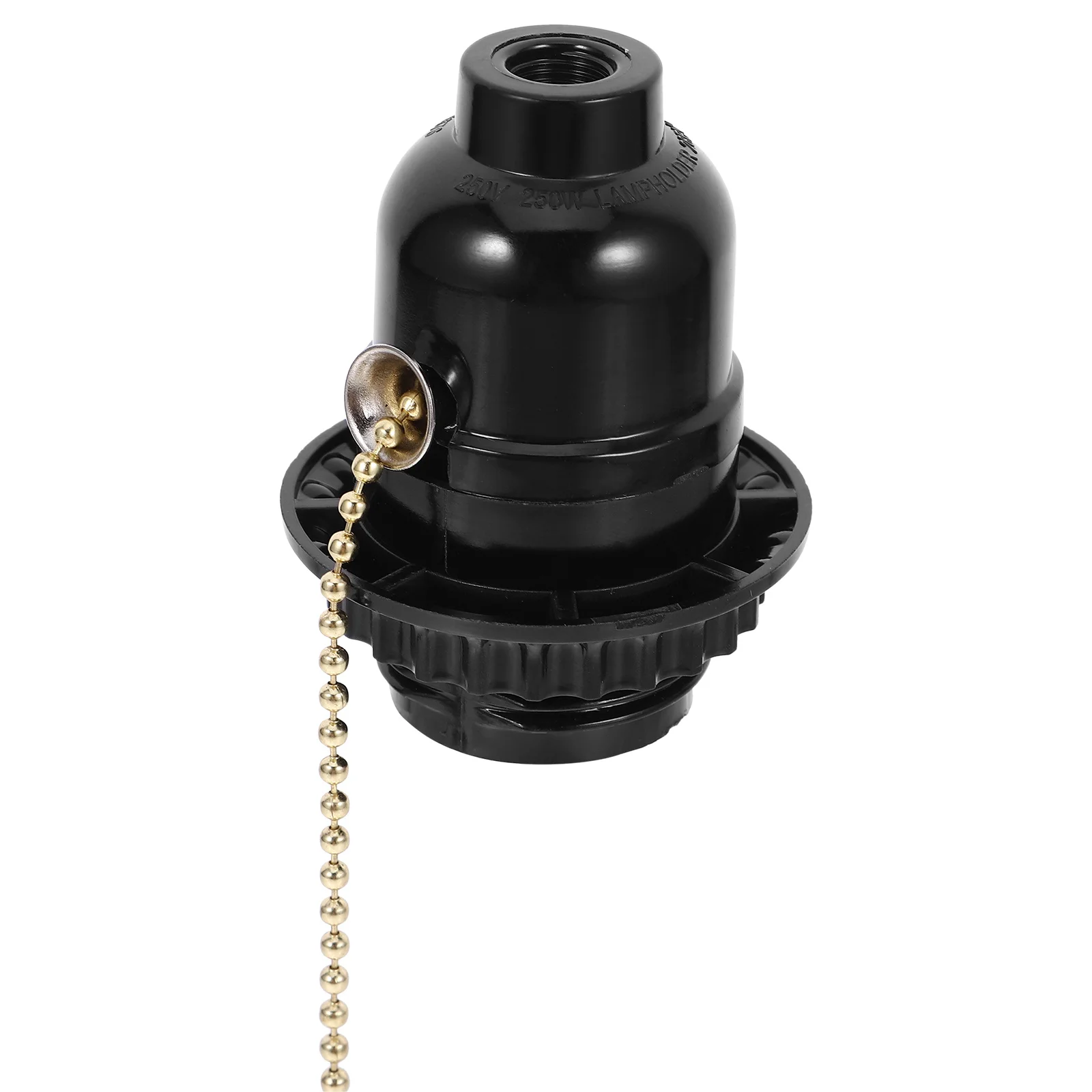 E27 قاعدة مصابيح محول المسمار المقبس مع سلسلة سحب لحامل المصباح الكهربائي الأسود القابل للإزالة الظل طوق قلادة خمر #6