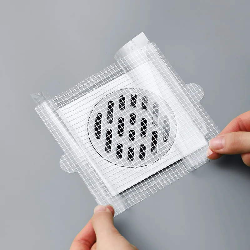 10PCS Disposable Shower Drain Hair Catcher Mesh Stickers Bathroom Hair Filter Net Anti-blocking Kitchen Drain Cover Stickers