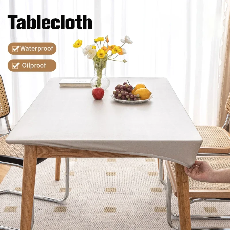 

PU Leather Table Cover Waterproof Oilproof Tablecloth Solid Color Elasticity Table Cloth Fixable Tablecloth Table Protectors