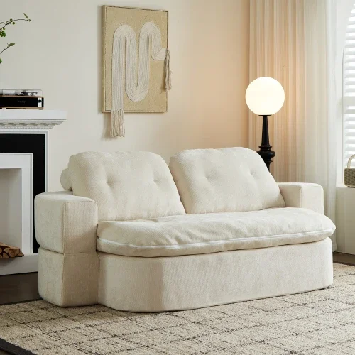 Ready Ship Modern Fabric 2 Seater Extendable Portable Sofa Bed for Bedroom Apartment Hotel Living Room