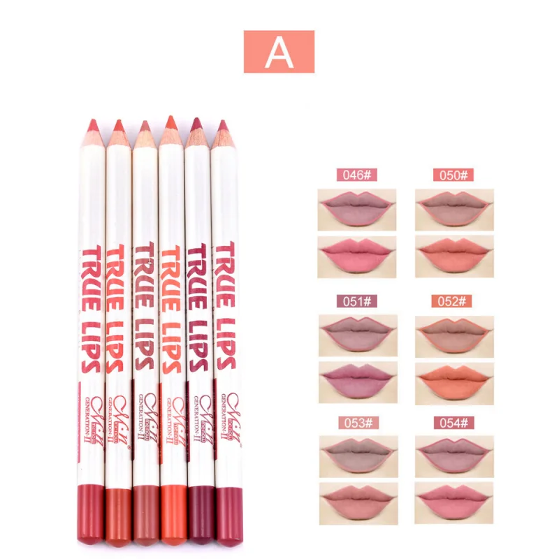 6Pcs/set Lipliner Pencil Matte Lipstick Waterproof Eyeshadow Long Lasting Women Blush Comestic Lip Liner Soft Pencil Makeup Tool