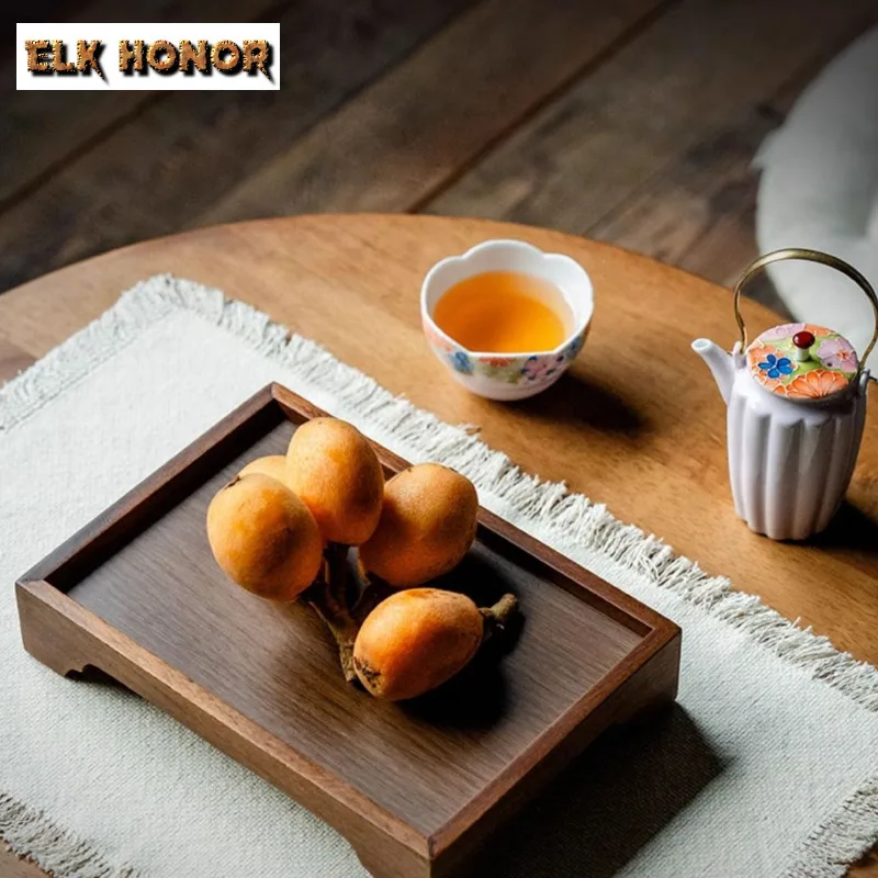 Walnut Cloud Veil Flowers And Bamboo Rectangle Tea Tray Cake Rack Coffee Storage Board Tea Furniture Dishes For Serving Teaware view 6