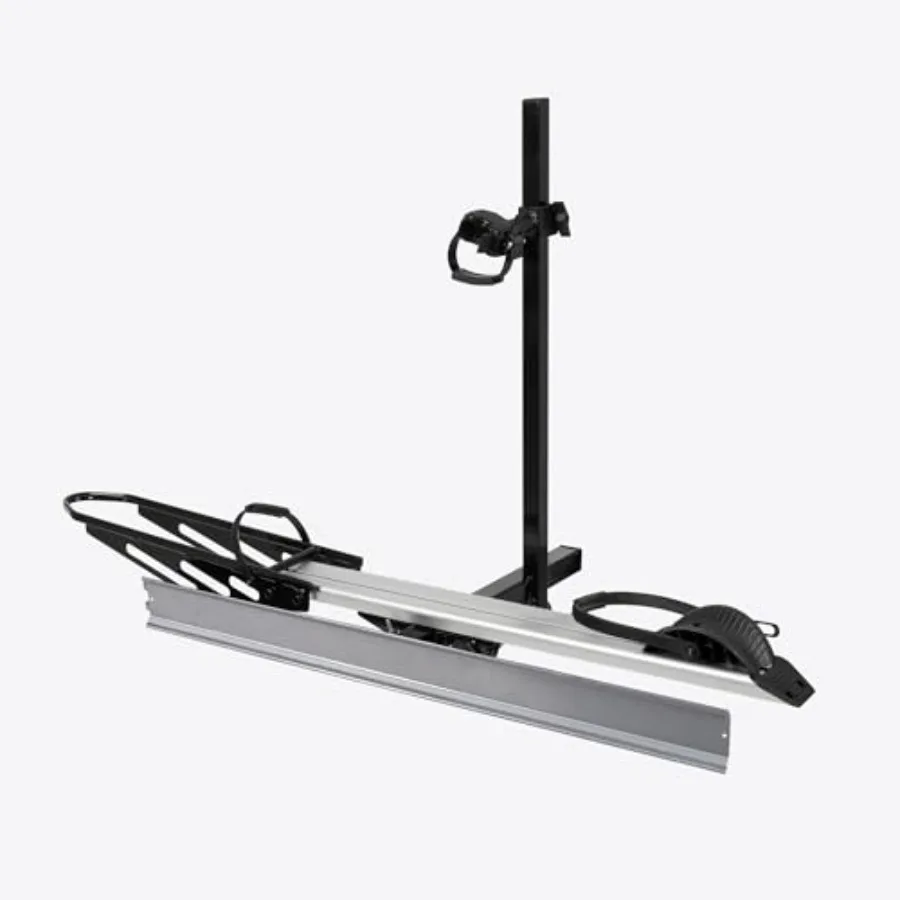 

Одиночная стойка для электровелосипеда емкостью 100 фунтов с рампами для крепления сцепного устройства на грузовиках, внедорожниках, автофургонах и прицепах. Надежная и легкая загрузка.