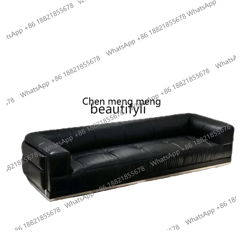 D06 Tofu Block Stainless Steel Sofa Retro Living Room Leather Art Straight Row …