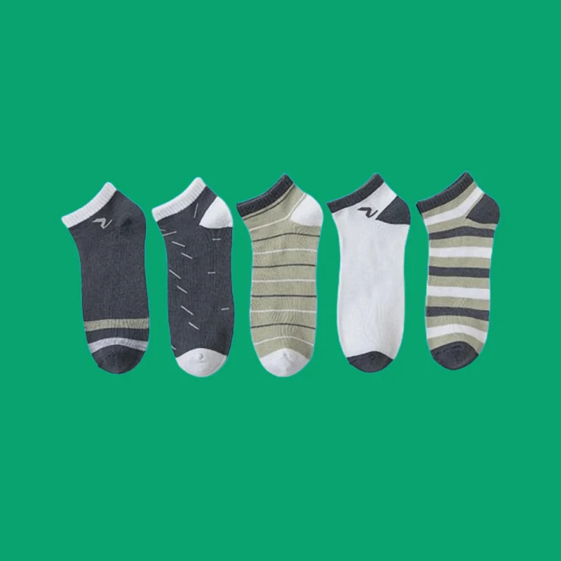 

5/10/15 Pairs All-match Trendy College Style Casual Socks High Quality Brown Striped Cotton Socks Men's Spring And Summer Socks