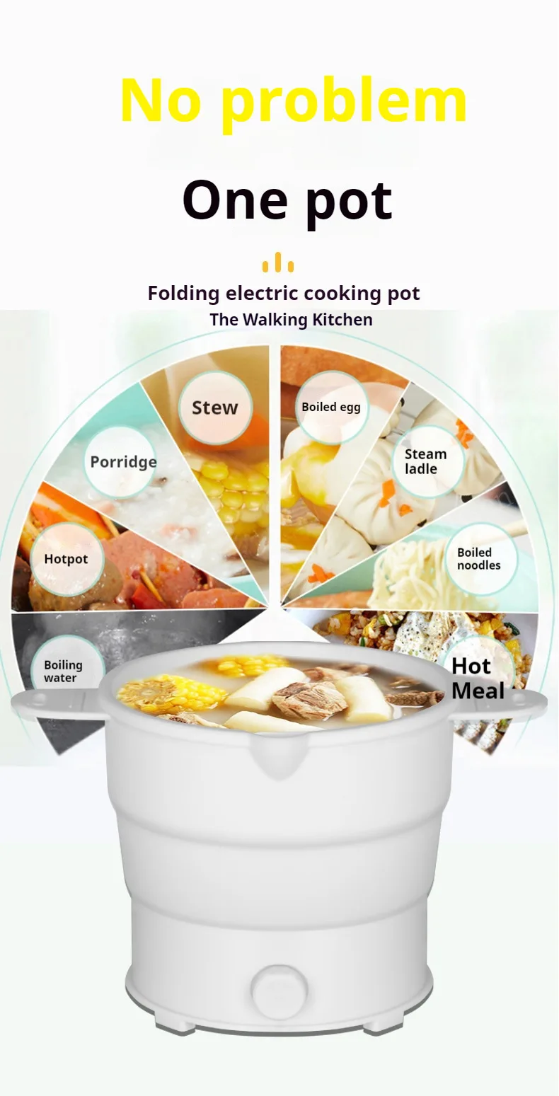 متعددة المحمولة طوي وعاء سيليكون للسفر 110/220 فولت غلاية كوك كهربائي إناء/ قدر غلاية مياه التخييم للطي وعاء كهربائي #2