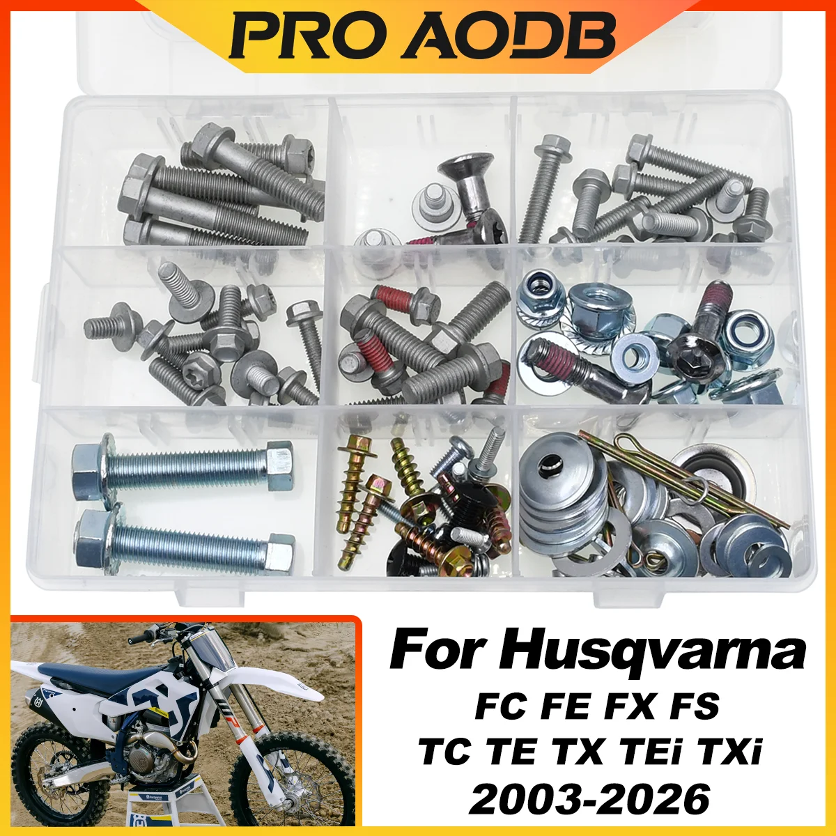 Schrauben- und Bolzen-Reparatur-Set, Notfall-Werkzeugkasten, Befestigungsteile für Husqvarna FC FE FX FS TC TE TX TEi TXi 125-501CC 2003-2026