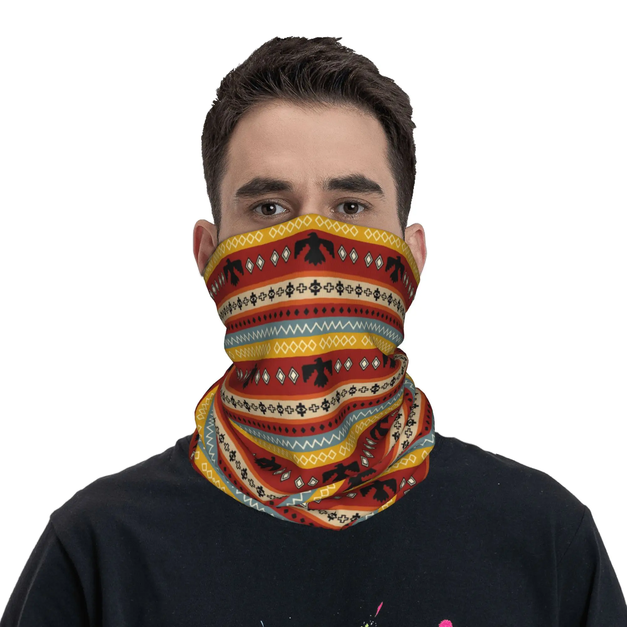 Tribal Crow Raven A Bold Native Spirit Bandana Neck Gaiter Printed Wrap Scarf Warm Headband Running For Men Women Adult