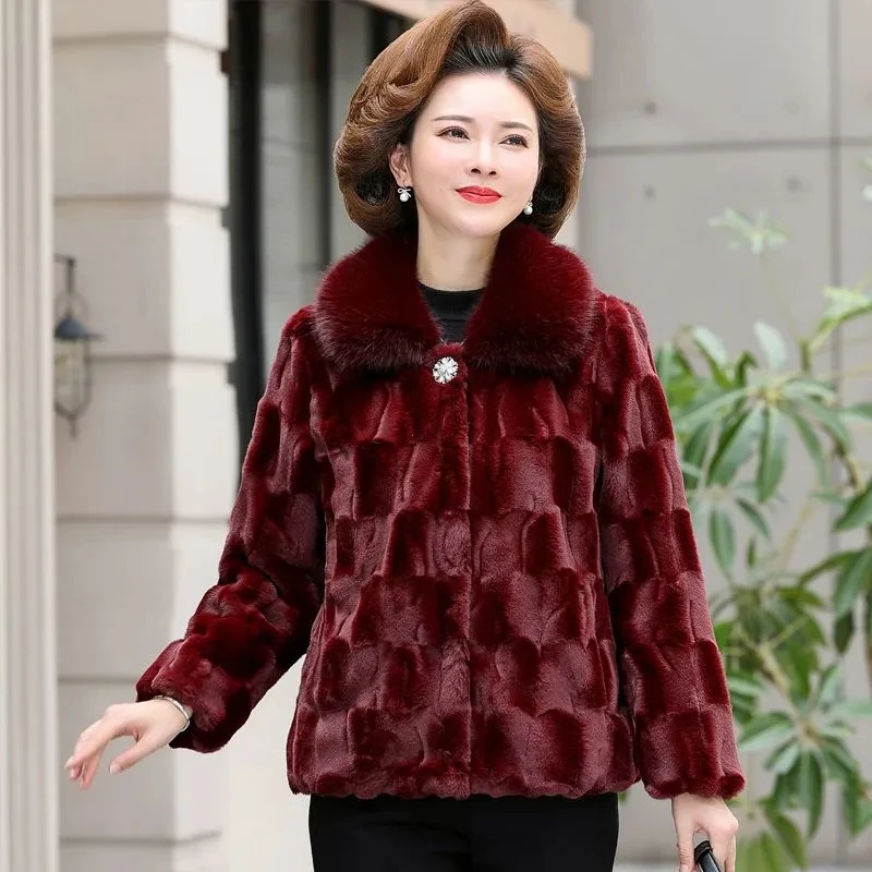 2023 Autumn Winter New Middle-Aged Mother Mink Velvet Jacket For Middle-Aged And Elderly Women Danish Mink Thick Coat Elegant LJ