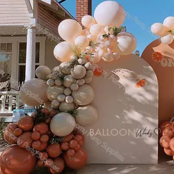 Terracotta Cream Boho Balloon Arch Decoration Doubled Apricot Balloon Garland Baptism Birthday Baby Shower Country Wedding Party