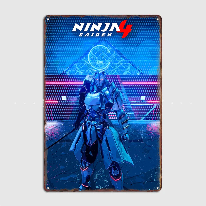 Винтажный постер Ninja Gaiden 4 Cyberpunk Warrior, металлическая табличка, индивидуальный декор для спальни, украшение для дома, постеры, настенный декор для интерьера