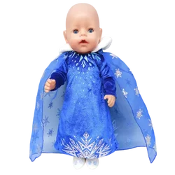 43 Cm New Born Baby Doll Clothes Elsa Princess Dress 18 Inch American Og Girl Doll Dress