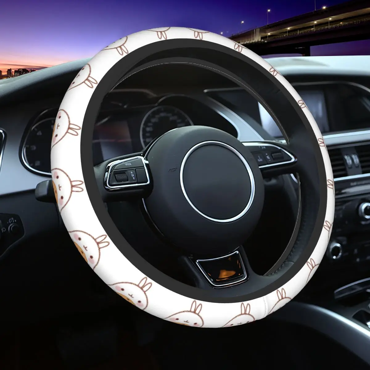 

37-38 чехол на руль автомобиля с рисунком M-Molangs и Piupiu, универсальное авто украшение, эластичные автомобильные аксессуары
