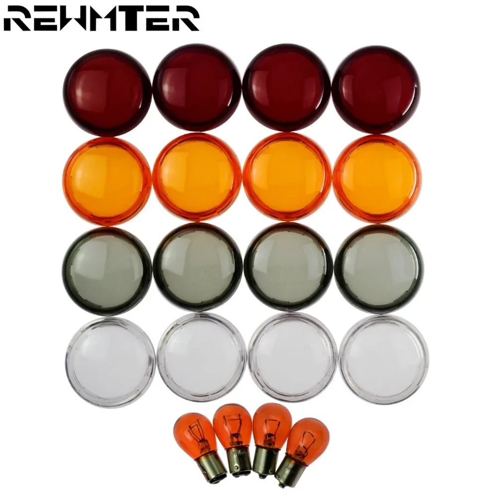 

Motorbike 4pcs Indicator Turn Signal Lights Lens Cover With Amber Lamp Bulb For Harley Touring Road Glide Sportster Dyna Softail