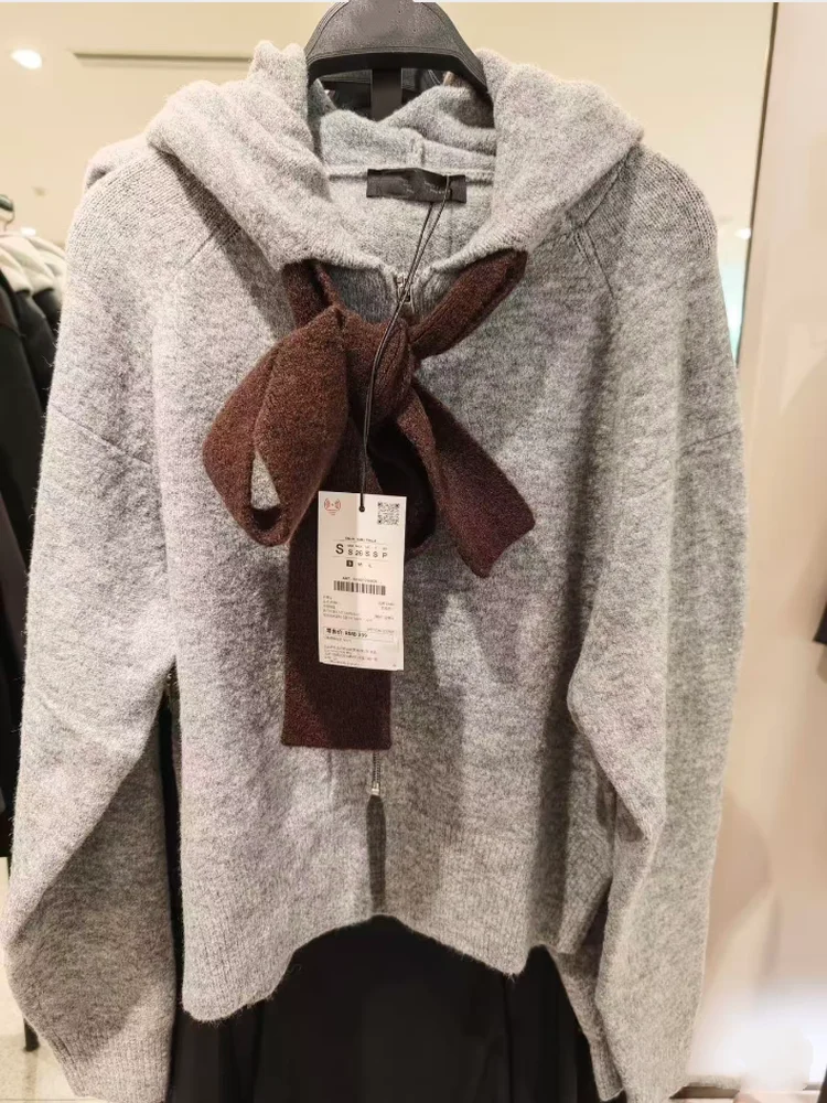 الحلو Faion كسول Sle عقدة محبوك طويل Sve هوديي المرأة وصول جديد الخريف 2025 عادية فضفاض صالح البلوز #1